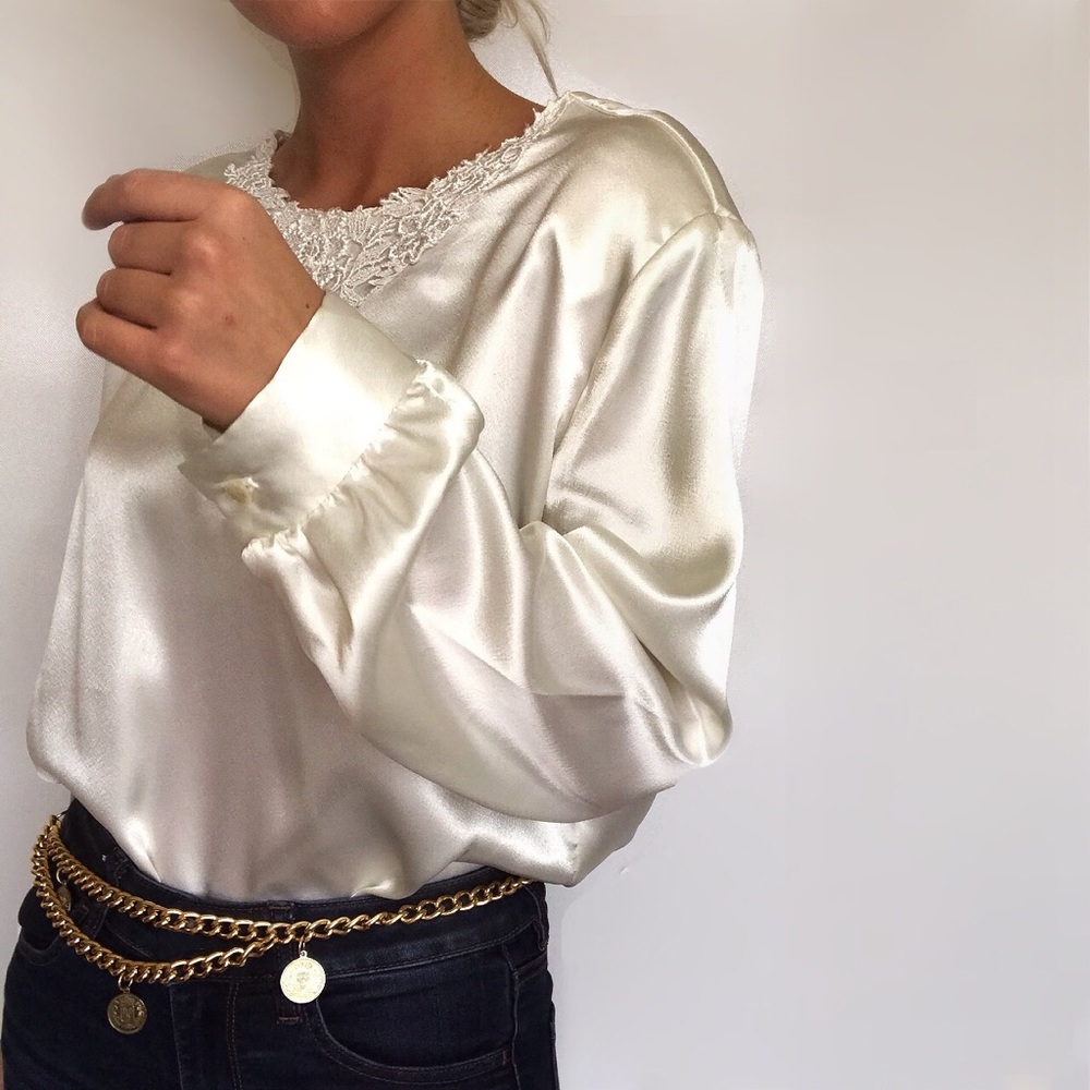 Vintage · liquid ivory silk blouse